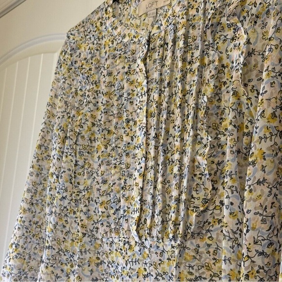 ✨Loft Womens Petites Floral Sheer Ruffled‎ Ling Sleeve Blouse Top, Size XX Small - Picture 5 of 11